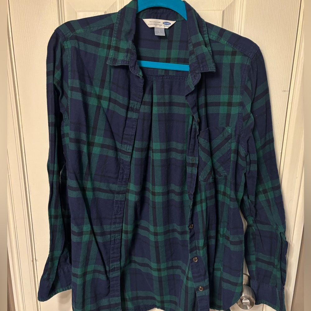 🩷Old Navy Navy and Green Plaid The Classic Button Down Shirt
